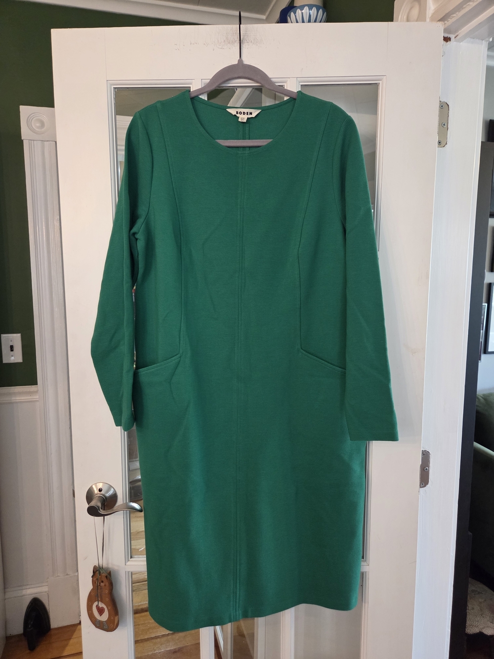 Boden Emerald Green Long-Sleeve Ponte Sheath Dress - Size 14L - Picture 3 of 9